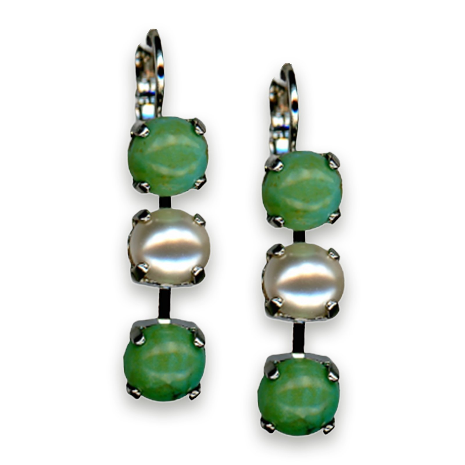 E-1440-1-M75139-RO6 (3) Earrings by Mariana Woman Timeless Turquoise Mineral and Pearl Swarovski Crystals - Image 1