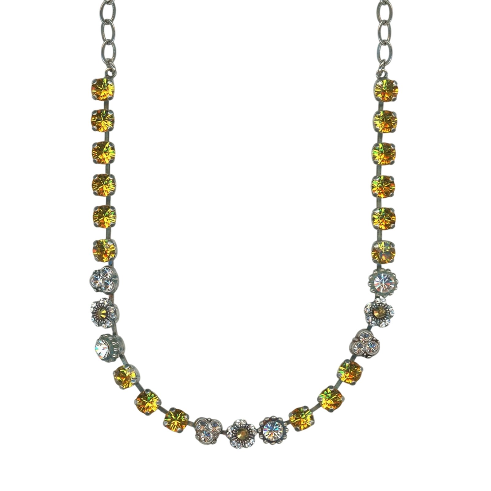 N-3028-1-1164-SP (1) Necklace by Mariana Woman Dainty Floral Yellow and Clear Swarovski Crystals - Image 1