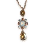 Necklace Pendant by Mariana Woman Elegant Champagne and Silk Swarovski Crystals
