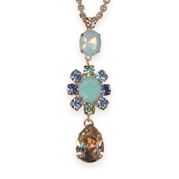 Necklace Pendant by Mariana Woman Precious Opal and Rose Swarovski Crystals