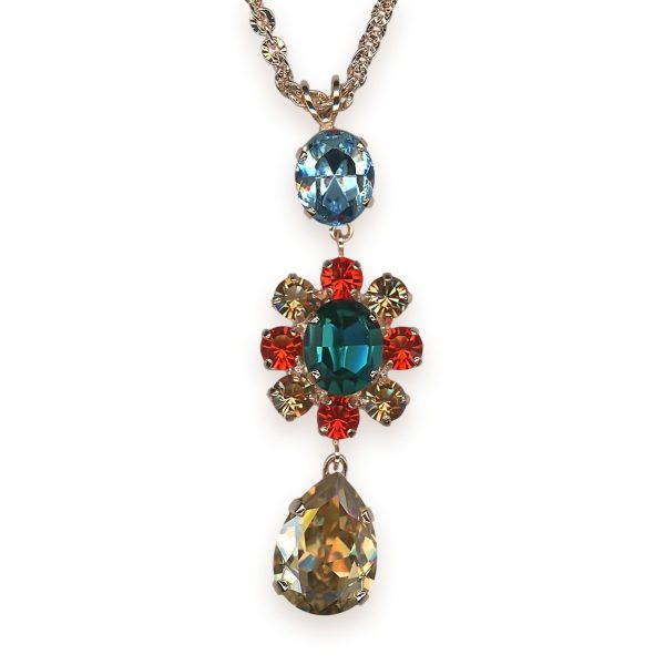 Necklace Pendant by Mariana Woman Exquisite Golden and Indicolite Swarovski Crystals