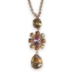 Necklace Pendant by Mariana Woman Lovely Rose and Golden Swarovski Crystals