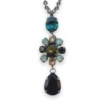 Necklace Pendant by Mariana Woman Gorgeous Indicolite and Jet Swarovski Crystals