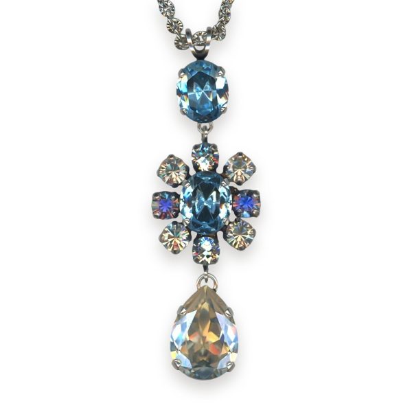 Necklace Pendant by Mariana Woman Adorable Aquamarine and Moonlight Swarovski Crystals