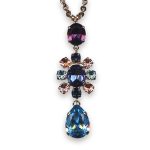 Necklace Pendant by Mariana Woman Glamorous Amethyst and Aquamarine Swarovski Crystals