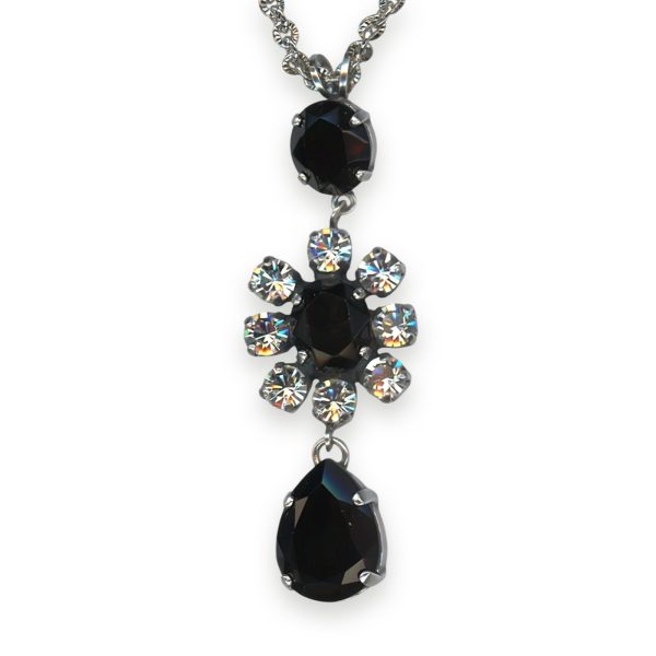 Necklace Pendant by Mariana Woman Exquisite Jet and Clear Swarovski Crystals