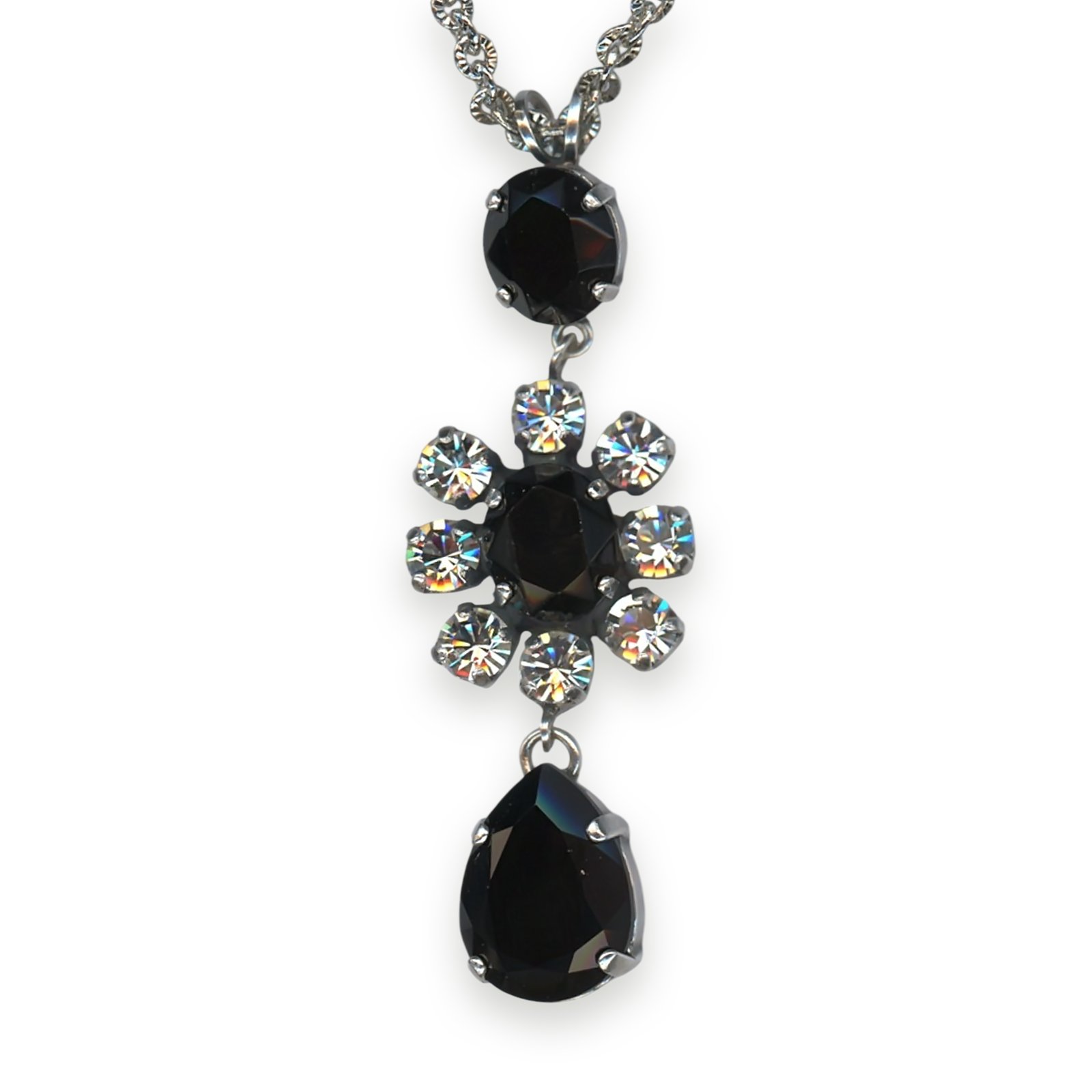 N-5156-2-280-1-SP (1) Necklace Pendant by Mariana Woman Exquisite Jet and Clear Swarovski Crystals - Image 1