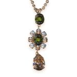 Necklace Pendant by Mariana Woman Sophisticated Rose and Olivine Swarovski Crystals