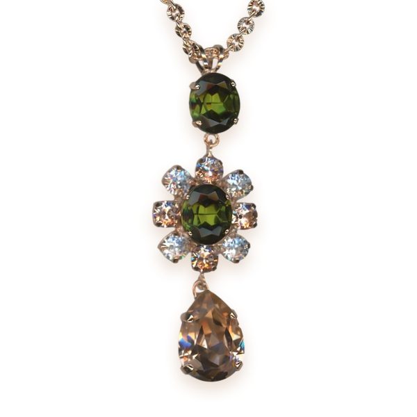 Necklace Pendant by Mariana Woman Sophisticated Rose and Olivine Swarovski Crystals