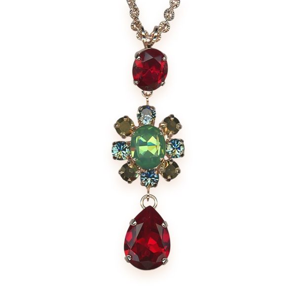 Necklace Pendant by Mariana Woman Exquisite Red and Chrysolite Swarovski Crystals