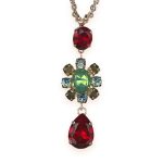 Necklace Pendant by Mariana Woman Exquisite Red and Chrysolite Swarovski Crystals - Image 3