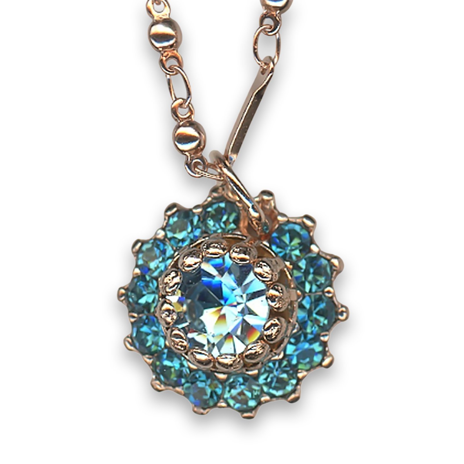 N-5163-1114-RG (1) Necklace Pendant by Mariana Woman Sassy Teal and Aqua Swarovski Crystals - Image 1