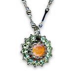 Necklace Pendant by Mariana Woman Glitzy Peach and Chrysolite Swarovski Crystals