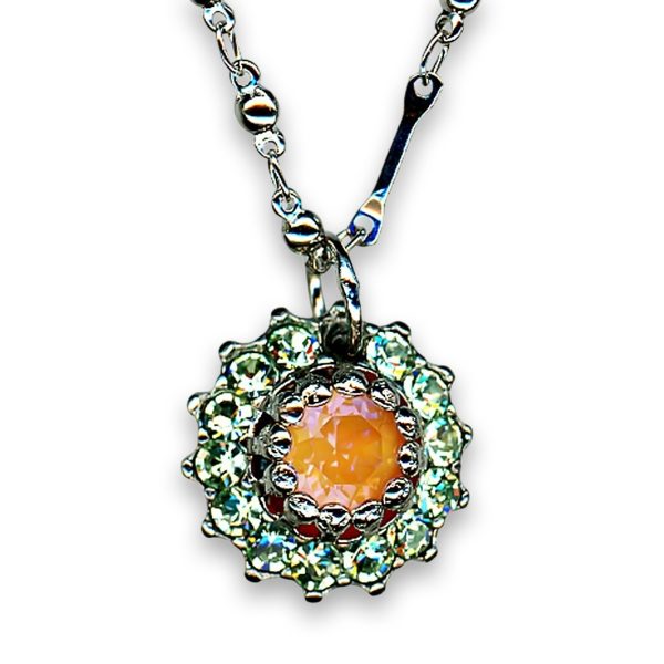 Necklace Pendant by Mariana Woman Glitzy Peach and Chrysolite Swarovski Crystals