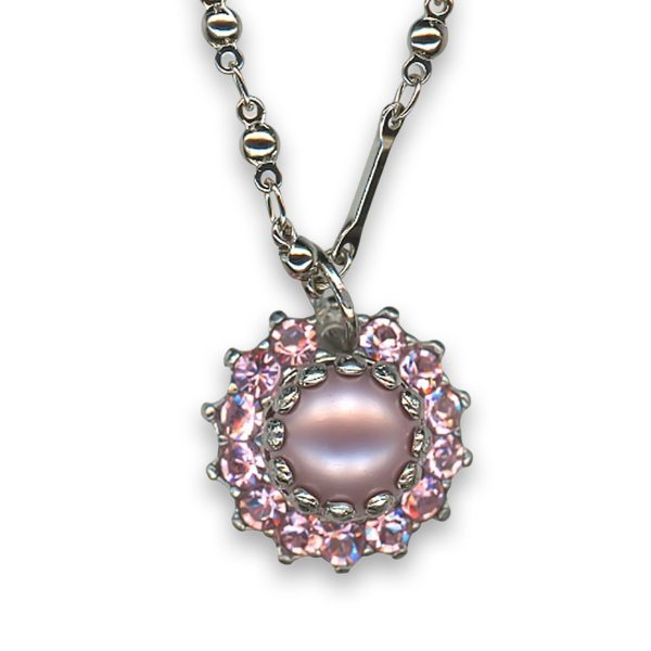 Necklace Pendant by Mariana Woman Beautiful Pearl and Rose Swarovski Crystals