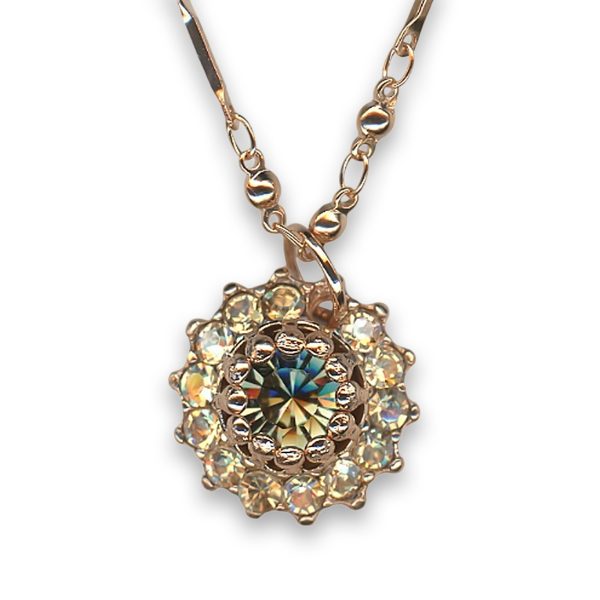 Necklace Pendant by Mariana Woman Elegant Black Diamond and Golden Swarovski Crystals