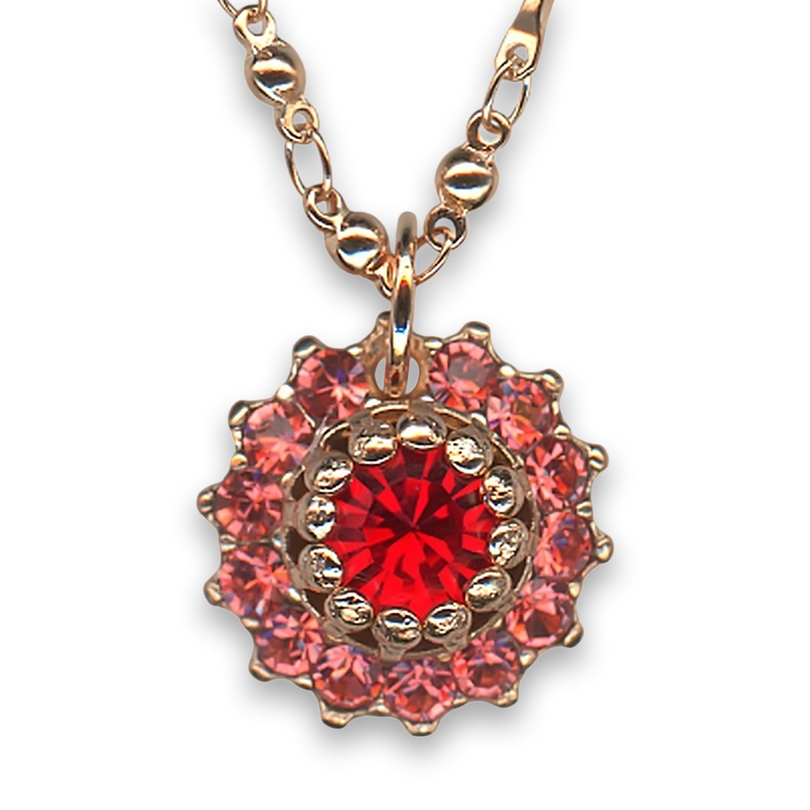 N-5163-1135-RG (1) Necklace Pendant by Mariana Woman Stunning Siam and Padparadscha Swarovski Crystals - Image 1