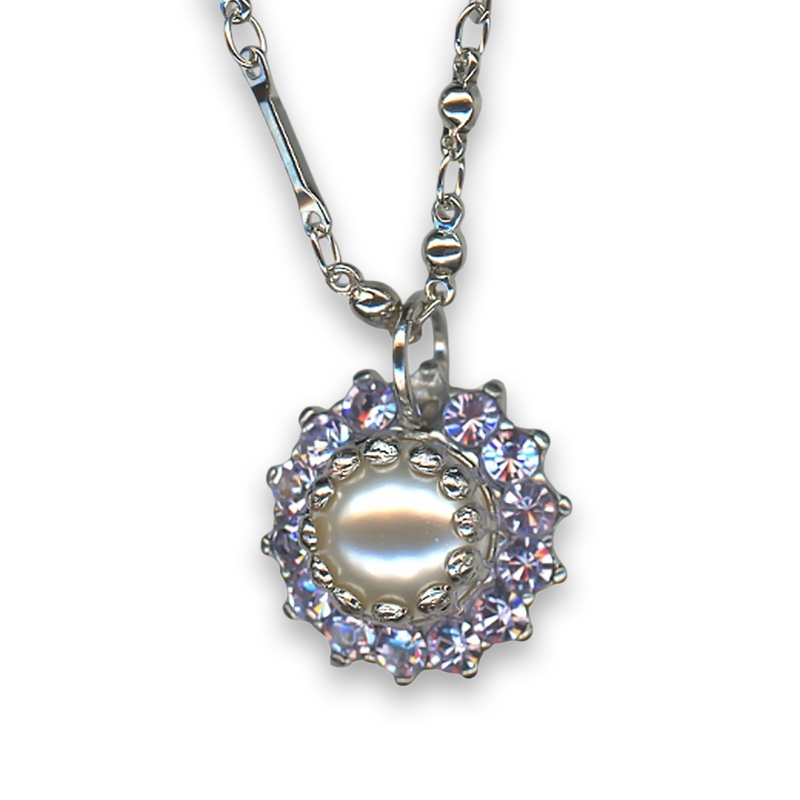 N-5163-139-10-RO (1) Necklace Pendant by Mariana Woman Timeless Pearl and Violet Swarovski Crystals - Image 1