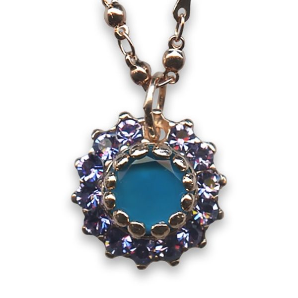 Necklace Pendant by Mariana Woman Exquisite Blue Quartz Mineral and Tanzanite Swarovski Crystals