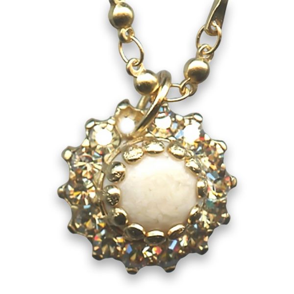 Necklace Pendant by Mariana Charming Turquoise Mineral and Golden Swarovski Crystals