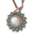 Necklace Pendant by Mariana Woman Gorgeous Turquoise and White Shell Mineral Swarovski Crystals - Image 2