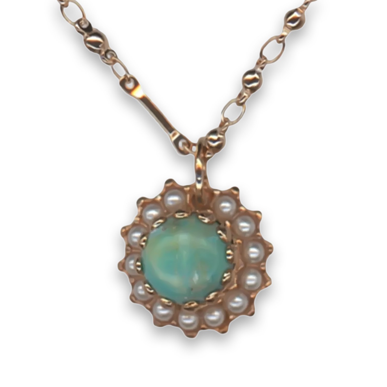N-5163M1-M1126-RG (1) Necklace Pendant by Mariana Woman Elegant Turquoise Mineral and Pearl Swarovski Crystals - Image 1