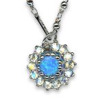 Necklace Pendant by Mariana Alluring Synthetic Opal Mineral and Clear Swarovski Crystals