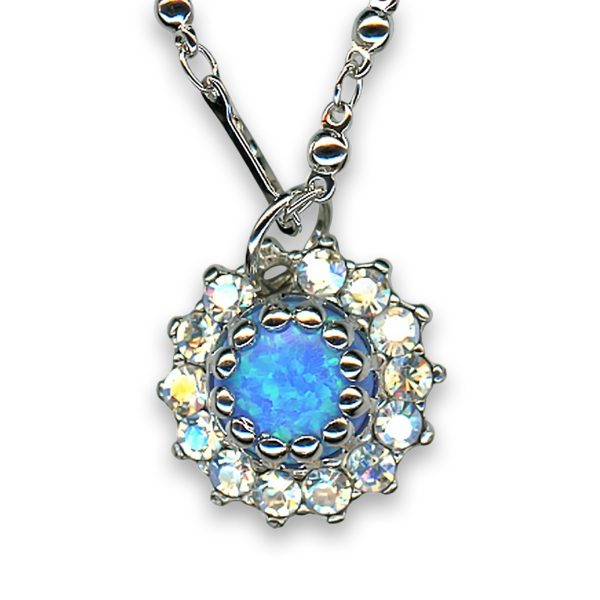 Necklace Pendant by Mariana Alluring Synthetic Opal Mineral and Clear Swarovski Crystals