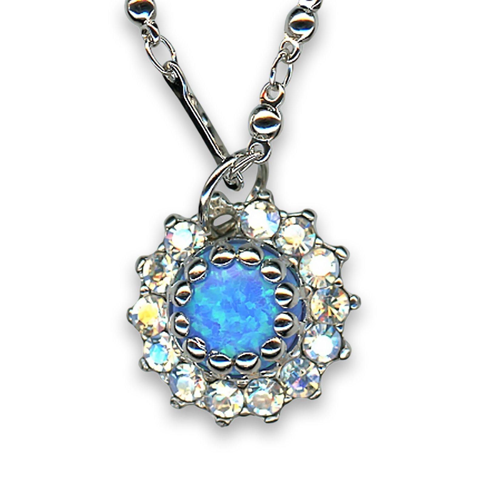 N-5163SO-001M52-RO (1) Necklace Pendant by Mariana Alluring Synthetic Opal Mineral and Clear Swarovski Crystals - Image 1