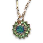 Necklace Pendant by Mariana Woman Precious Synthetic Opal Mineral and Erinite Swarovski Crystals - Image 3