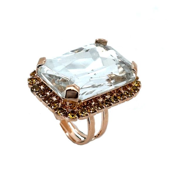 Ring by Mariana Woman Exquisite Clear and Topaz Swarovski Crystals