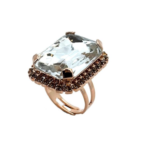 Ring by Mariana Woman Elegant Clear and Mauve Swarovski Crystals