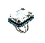 Ring by Mariana Woman Timeless Clear and Turquoise Swarovski Crystals