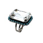 Ring by Mariana Woman Timeless Clear and Turquoise Swarovski Crystals - Image 3