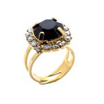 Ring by Mariana Woman Classy Jet and Clear Swarovski Crystals