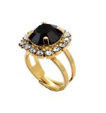 Ring by Mariana Woman Classy Jet and Clear Swarovski Crystals - Image 3