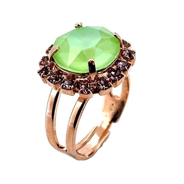 Ring by Mariana Woman Beautiful Green Opal and Amethyst Swarovski Crystals