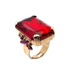 Ring by Mariana Woman Fab Siam and Fuchsia Swarovski Crystals