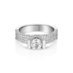 Lab-Created Diamond Ring, 1 CT Floating Diamond  High Setting with Sparkle, Set in 14k White Gold - Image 2