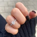 Lab-Created Diamond Ring, 0.70 Carat Oval Cut with 0.18 Carat Shiny Lab Diamond Band - 14K Gold - Image 2