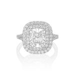 Lab-Created Diamond Ring, 2 CT Cushion Cut IGI Cert E/VS1 in 14K White Gold - Image 2