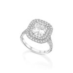 Lab-Created Diamond Ring, 2 CT Cushion Cut IGI Cert E/VS1 in 14K White Gold