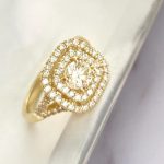 Lab-Created Diamond Ring, Cushion Shape 0.50 Carat F/VS1 in Double Halo - 14k Gold - Image 3