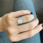 Lab-Created Diamond Ring, 1.5 Carat Cushion Cut – Halo Design, E/VS1 in 14K White Gold - Image 2