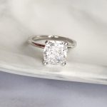Lab-Created Diamond Ring, 3.5 Carat Cushion Cut - Custom made in 14k White Gold - Image 2