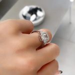 Lab-Created Diamond Ring, 1.50 Carat Radiant Cut - Halo & Side Diamonds in 14k Gold - Image 4