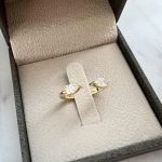 Lab-Created Diamond Ring, 2 Pear Shape Diamonds Open Ring, 0.7 Carat in 14K Gold - Image 9
