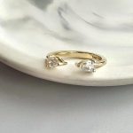 Lab-Created Diamond Ring, 2 Pear Shape Diamonds Open Ring, 0.7 Carat in 14K Gold - Image 8
