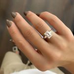 Lab-Created Diamond Ring, 3.02 Carat Three Stone Tapered Baguette in 14K Gold