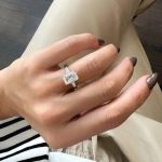 Lab-Created Diamond Ring, 3.02 Carat Three Stone Tapered Baguette in 14K Gold - Image 3
